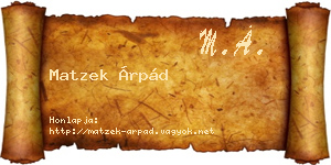 Matzek Árpád névjegykártya