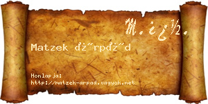 Matzek Árpád névjegykártya
